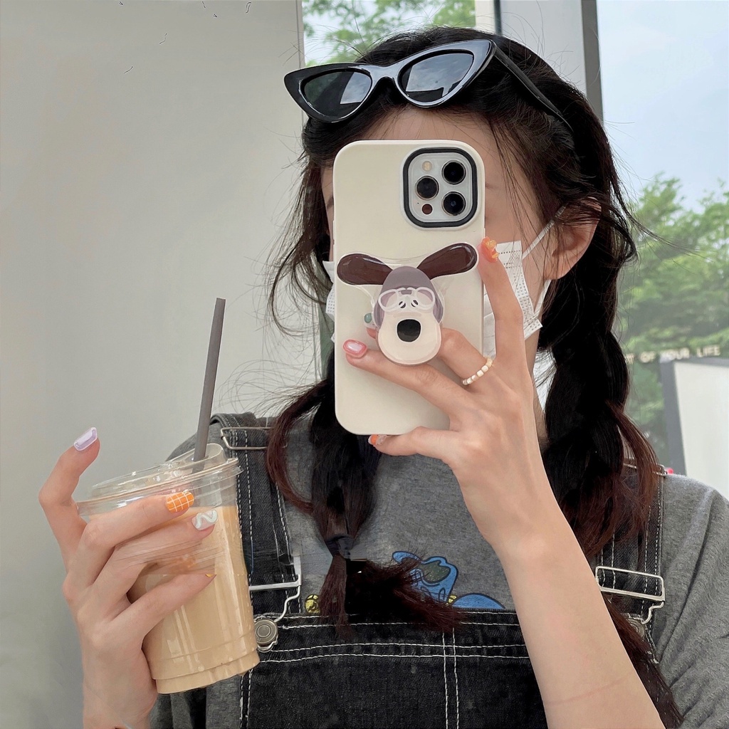 Ốp Điện Thoại Màu Kẹo Trơn Tích Hợp Giá Đỡ Túi Khí 3 Trong 1 Cho IPhone 7Plus 8Plus 11 X XS 12 13 Pro Max