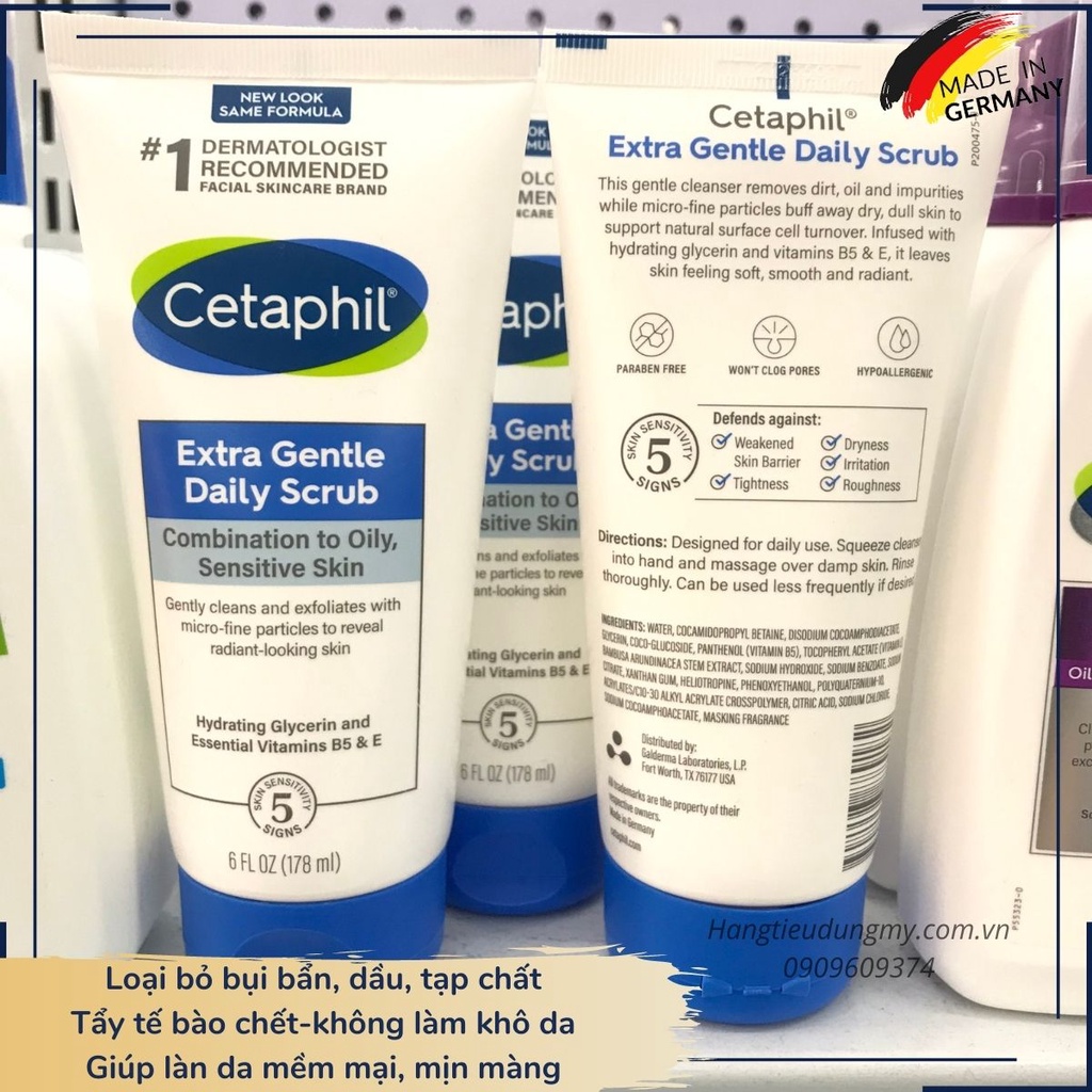 NEW - Sửa rửa mặt tẩy tế bào chết hàng ngày Cetaphil Extra Gentle Daily Scrub 178ml