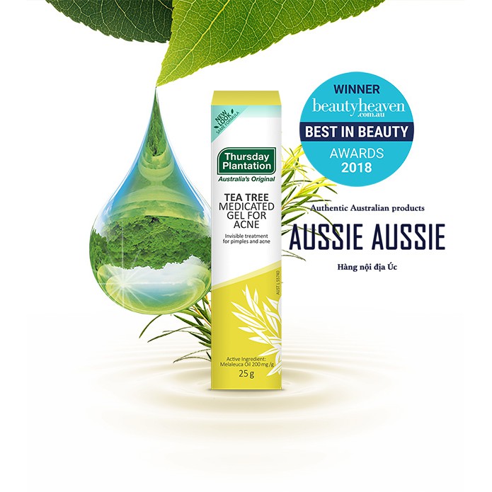 Gel chấm mụn tràm trà Úc Thursday Plantation Tea Tree Medicated Gel for Acne 25g aussie.vn | BigBuy360 - bigbuy360.vn