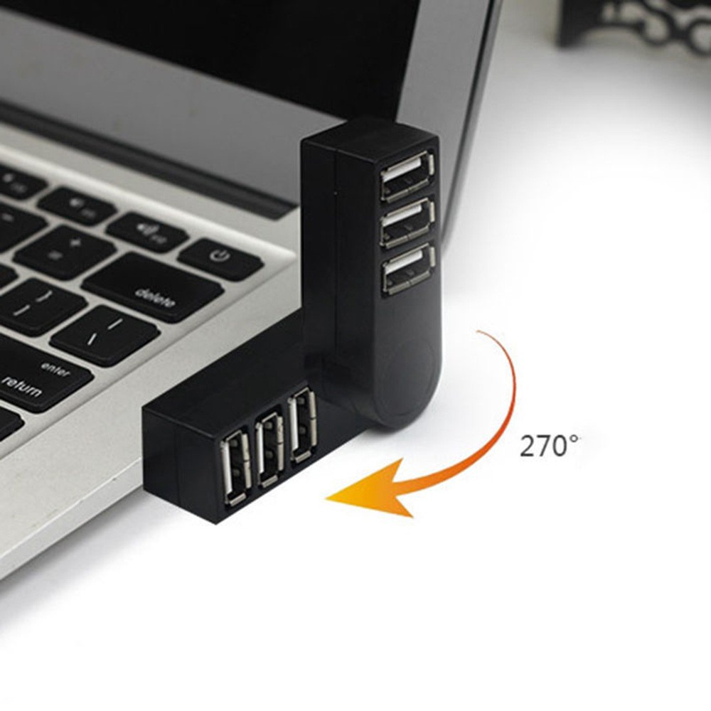 Bộ chuyển đổi mini USB 2.0 3 cổng có thể xoay dùng cho PC, Laptop, Notebook, Mac