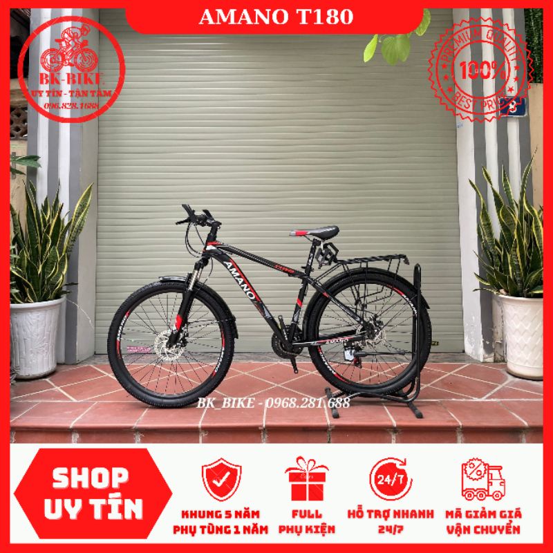 Xe Đạp Thể Thao AMANO T180 - Khung Thép, Groupset Shiming, Full Baga & Chắn Bùn