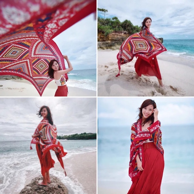 Khăn choàng du lịch khăn choàng in hoạ tiết thổ cẩm linen