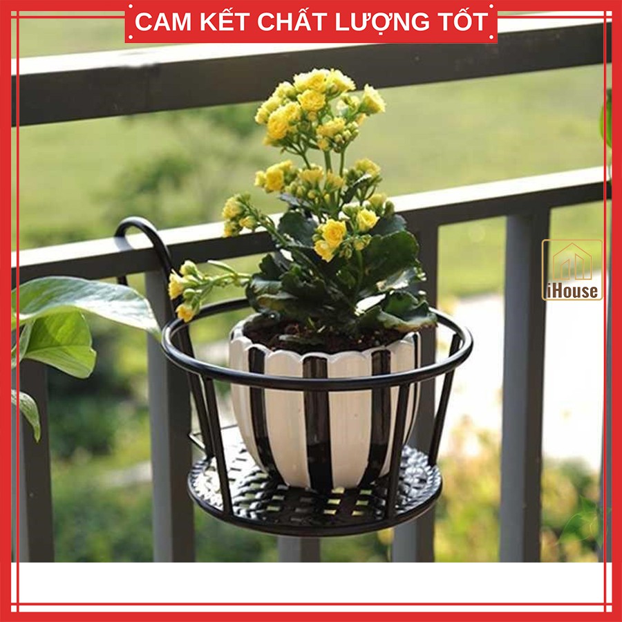 Kệ giá sắt để chậu hoa cây cảnh bền đẹp, Giỏ sắt treo ban công trồng cây đa năng tiện dụng iHouse