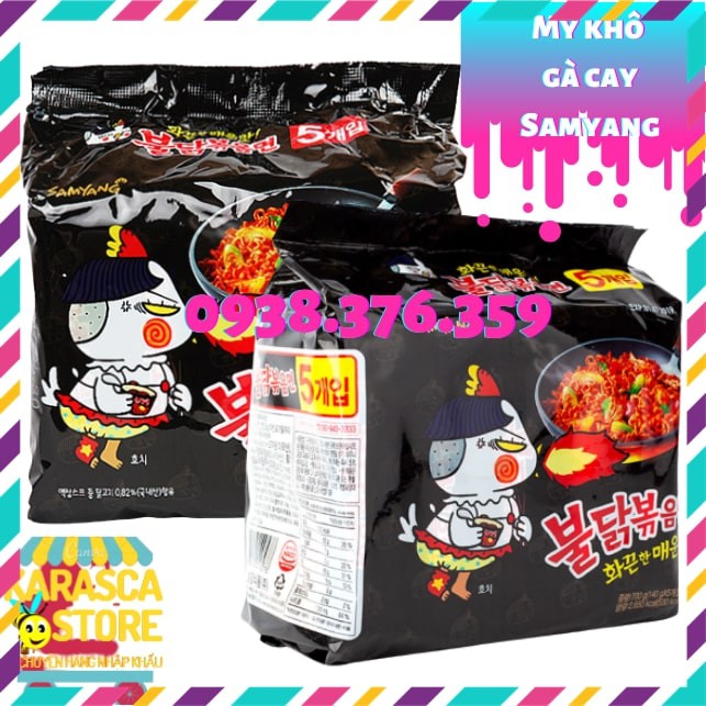  Mì Cay Hàn Quốc,Mì Cay Samyang Khô Gà Đen Thùng 40 Gói 140gr