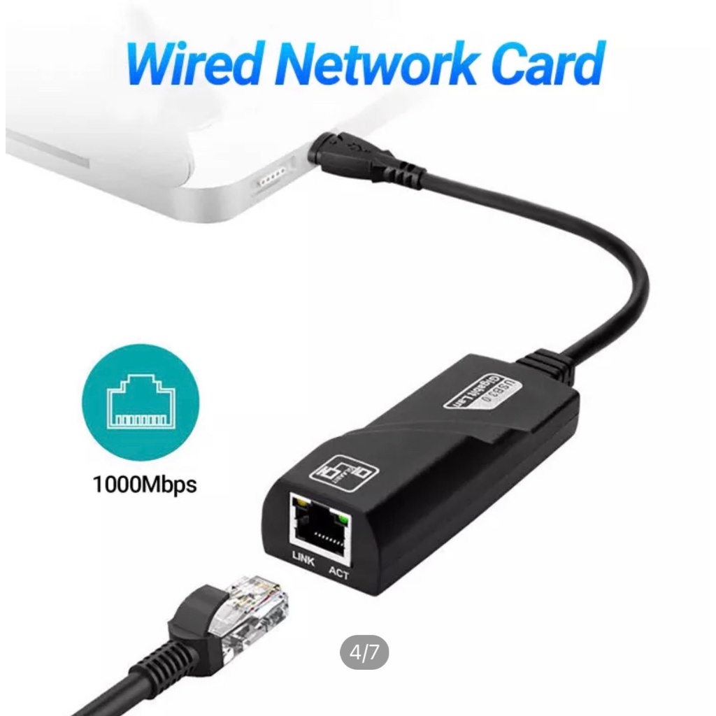 Cáp chuyển Type C sang Lan/RJ45/Mạng tốc độ 10/100/1000MB dùng cho máy tính, điện thoại