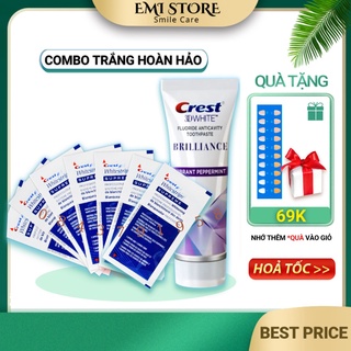 Combo 7 miếng dán trắng răng + Kem đánh răng Crest 3D White - Liệu trình trắng răng hoàn hảo sau 7 ngày