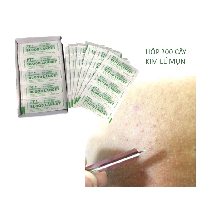 Kim lấy mụn PT Medical tiệt trùng từng cây an toàn vệ sinh (hộp 200 cây, lẻ 100 cây)