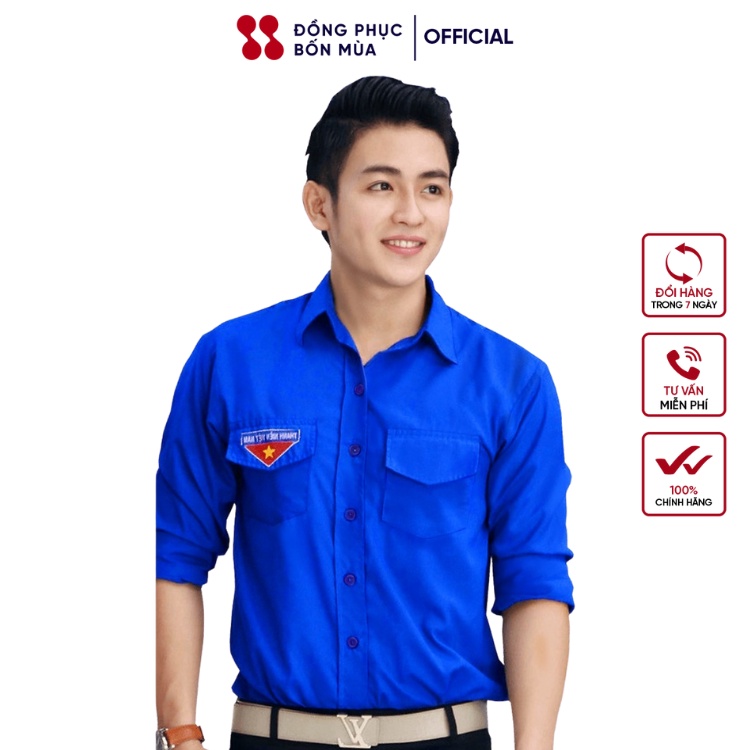 Áo sơ mi Đoàn Thanh niên dài tay thương hiệu dongphucbonmuaofficial chất cao cấp sẵn hàng tại shop 100% shop tự thiết kế