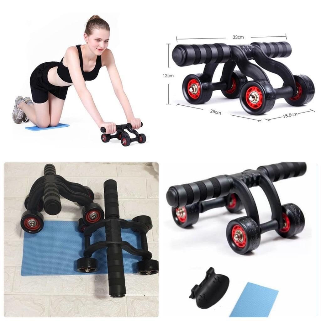 Con lăn tập bụng gym 4 bánh❤️tặng miếng thảm❤️ con lăn tập cơ bụng, bảo hành 3 tháng