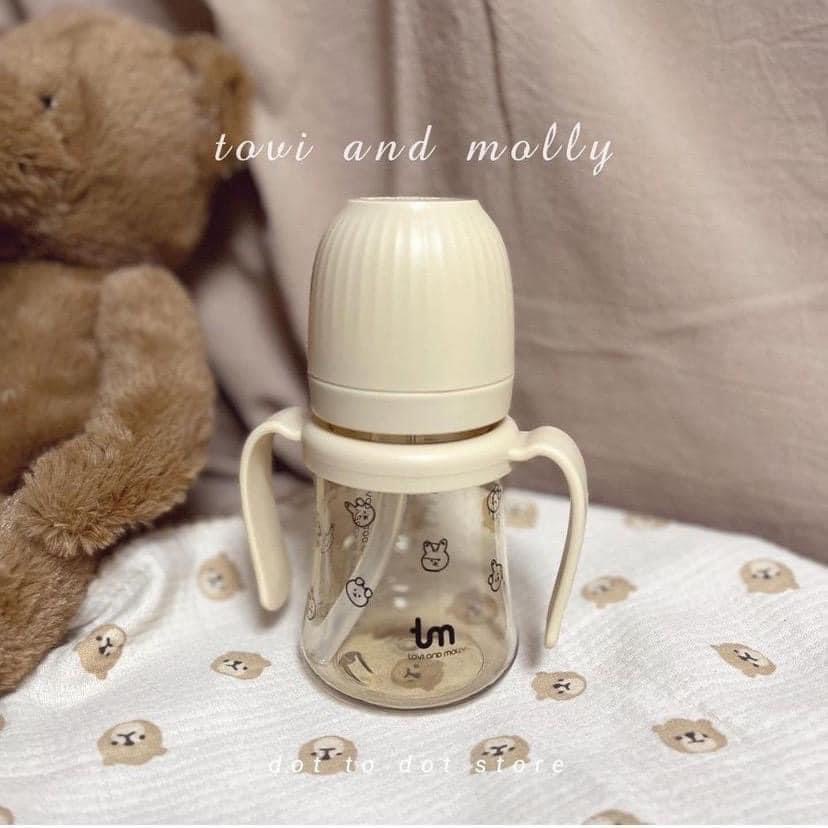 [FULLBOX] Bình tập hút nước/ bình nước Thỏ Tovi and Molly X Dot to Dot Bunny Hàn Quốc size 180ml/ 280ml (DOTTODOT)