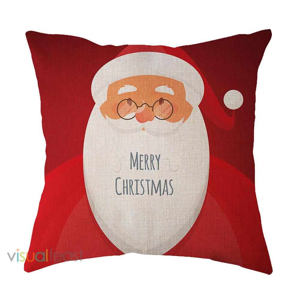 Vỏ gối vải lanh in hình ông già noel dễ thương 240551