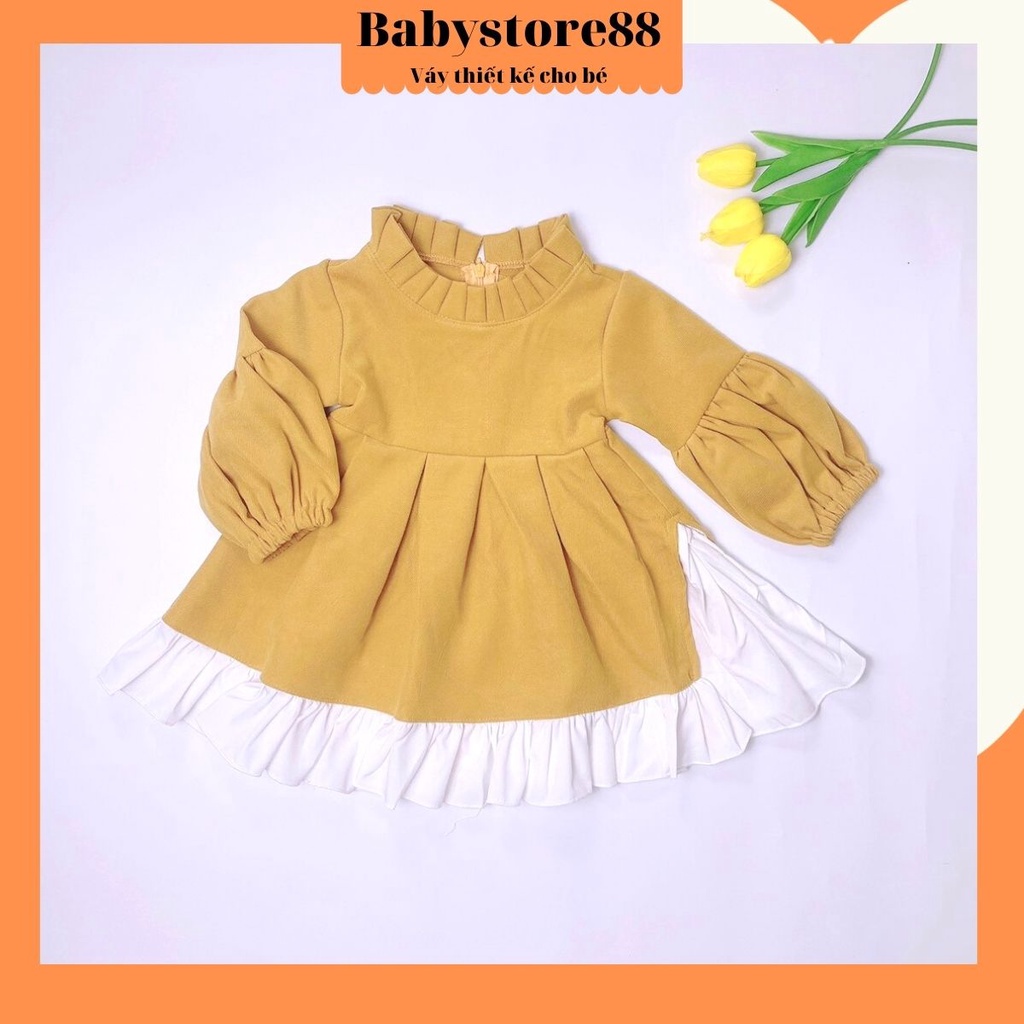 Đầm cho bé gái sơ sinh, 0,1,2,3,4,5,6,7,8 tuổi Babystore88, Váy bé gái thu đông dài tay hàng thiết kế V23