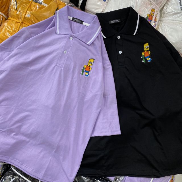Áo Polo [Hình thật B'teen%] thêu cậu bé trượt ván