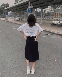 Cv7828 - CHÂN VÁY MIDI ĐEN XẺ TÀ