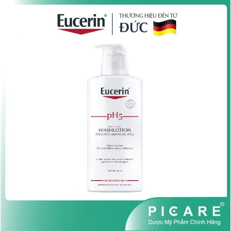 [CHÍNH HÃNG] Sữa tắm và rửa mặt dành cho da nhạy cảm Eucerin Washlotion pH5 (Không Mùi) 400ml