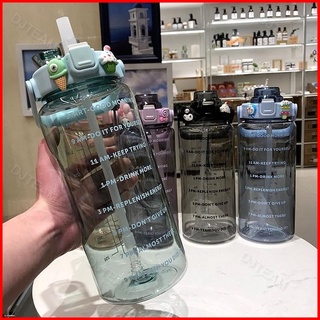 Water bottle with straw,water bottle,2000ml with reminder time kettle Tumbler with straw scale big bottle 2Liter gym bottle sport BPA Free