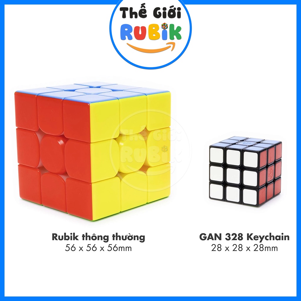 Móc Khóa Rubik GAN 328 KEYCHAIN CUBE Mini 3x3 Cao Cấp. Treo Khóa Xin Sò Đẳng Cấp Vip Pro - Thế Giới Rubik