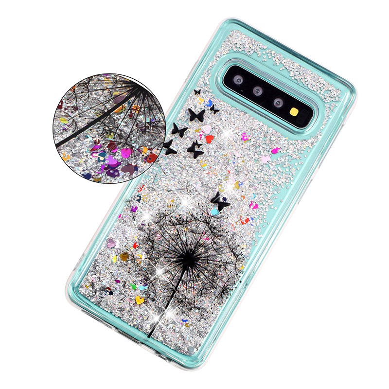 Ốp điện thoại kim tuyến nước trang trí hoa bồ công anh xinh xắn cho Samsung S7 S6 S10 Plus J7 J4 J6 Plus A8