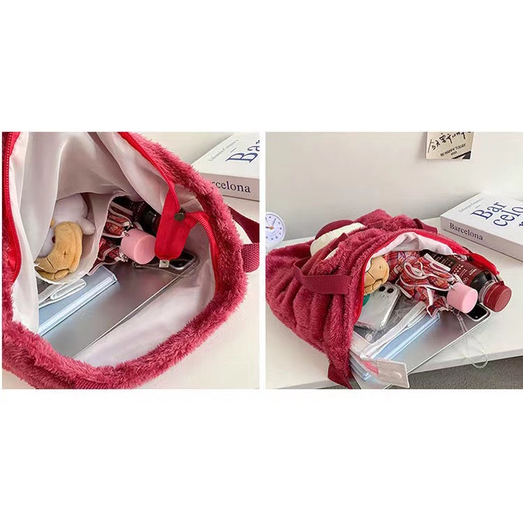 Disney Ba Lô Đeo Vai Kiểu Hoạt Hình Gấu / Dâu Tây Nhồi Bông Kiểu Hàn Quốc Dễ Thương