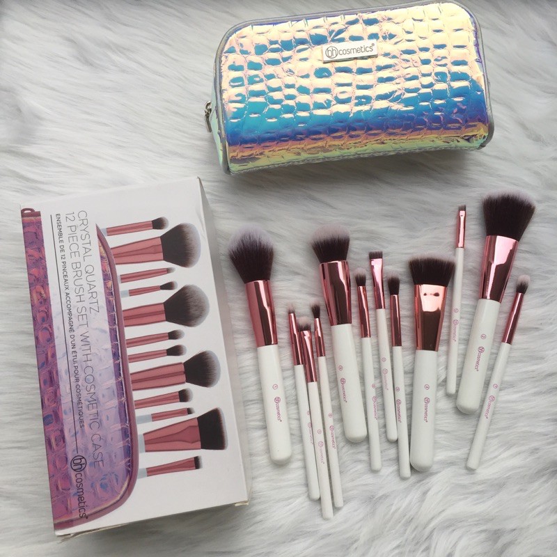 bộ cọ trang điểm cá nhân bh cosmetics Crystal Quazt angelashop với 12 cây đầy đủ hộp giấy