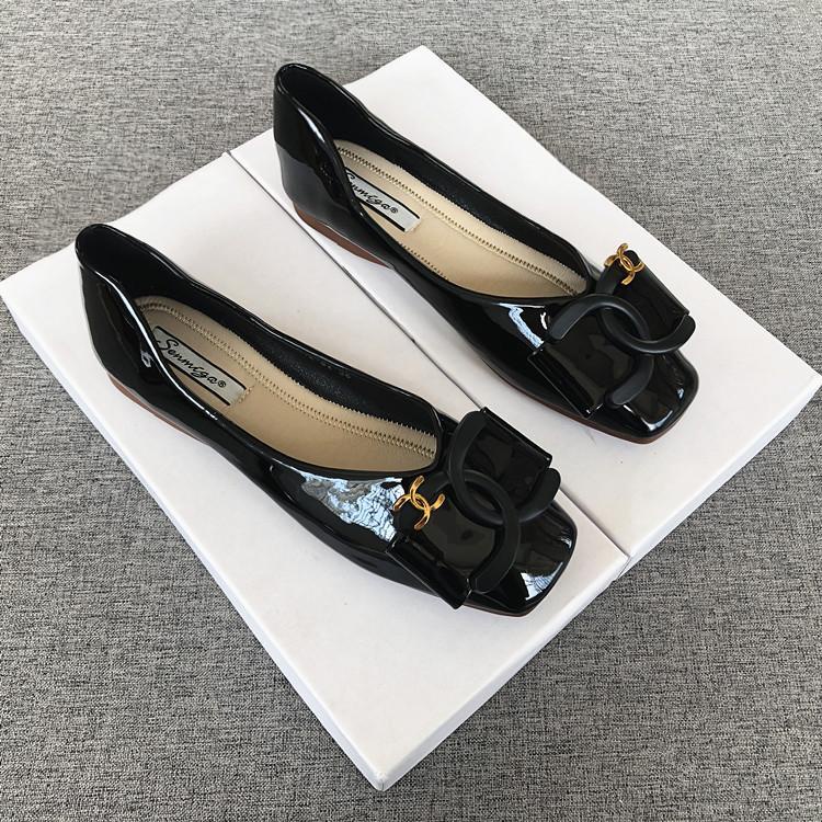 Giày Búp Bê Da Bóng Mũi Vuông Đế Mềm Thoải Mái Dễ Phối Đồ Thời Trang Xuân Thu 2022 Size 32-44