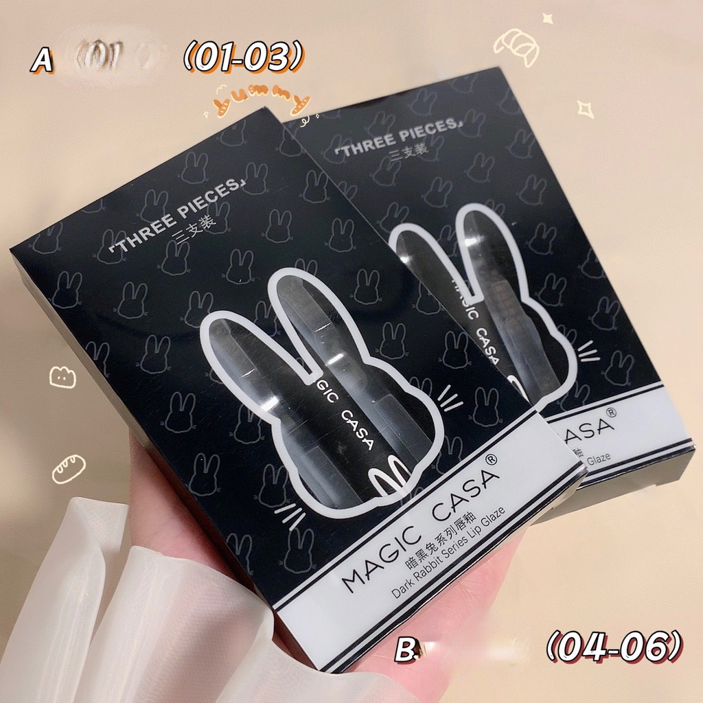 Set 3 son kem MAGIC CASA tông nhung lì dưỡng ẩm chống nước trang điểm thời trang