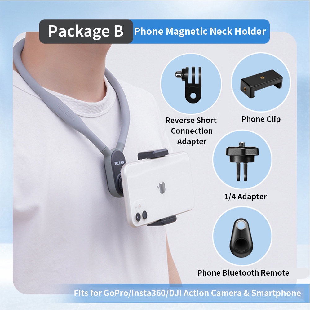 Telesin Giá Đỡ Nam Châm Cho GoPro Hero 11 10 9 8 7 6 5 4 Insta360 Osmo Action Xiaoyi SJCAM EKEN