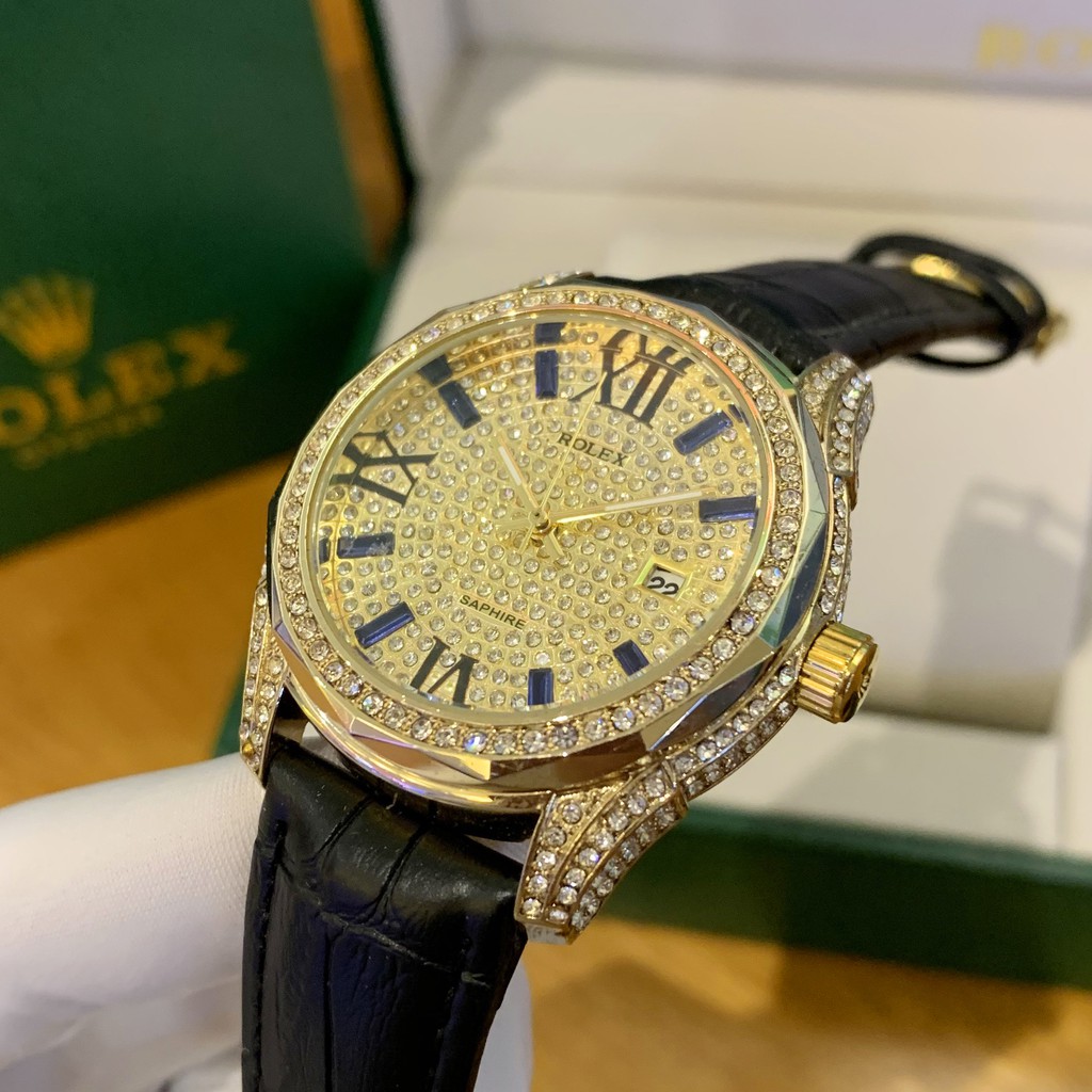 [Fullboxx 1:1] Đồng hồ nam Rolex đính đá  full diamond dây da - bảo hành 12 tháng Shop450 | BigBuy360 - bigbuy360.vn