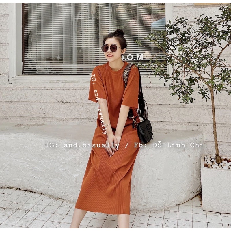 Đầm Maxi dập ly dáng suông hàng đẹp chất mềm co giãn⚡️6 màu ảnh thật | BigBuy360 - bigbuy360.vn