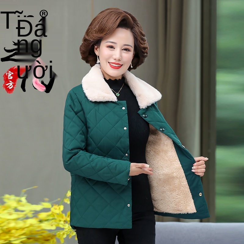 ✳▣Mẹ mặc năm 2020 áo khoác đệm bông mới của phụ nữ mùa đông trung niên và cao tuổi cộng với kích thước xuống dày nhỏ