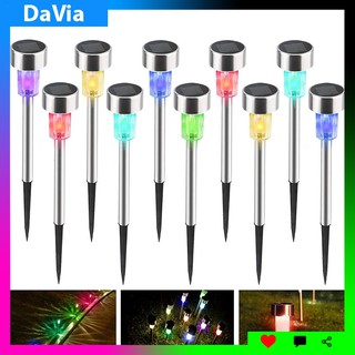 Đèn LED cắm đất bằng thép không gỉ dùng năng lượng mặt trời trang trí sân vườn đa dụng