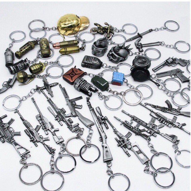 Móc Khóa Hình Súng PUBG-Móc Khóa Hình Vũ Khí Trong Game Pubg-Móc Khóa PUBG Hình Mũ, Giáp, Balo, Chảo, Máy Bay, Huy Hiệu