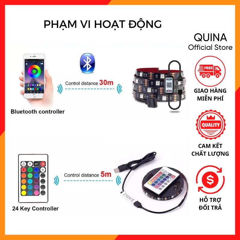 Đèn Led RGB Trang Trí Phòng Ngủ Ô tô Tiktok Trang Trí Chuyển Động Theo Nhạc Có App Và Remote Quina QN015