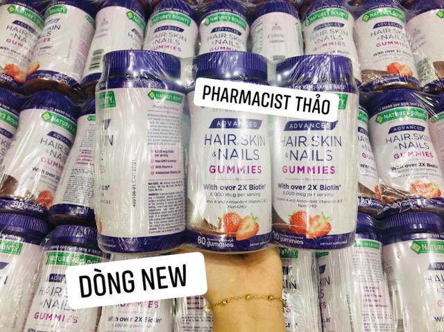 [Pharmacist Thao]Kẹo dẻo Hair, Skin, Nail (80viên) (6,000mg biotin) (mẫu mới)