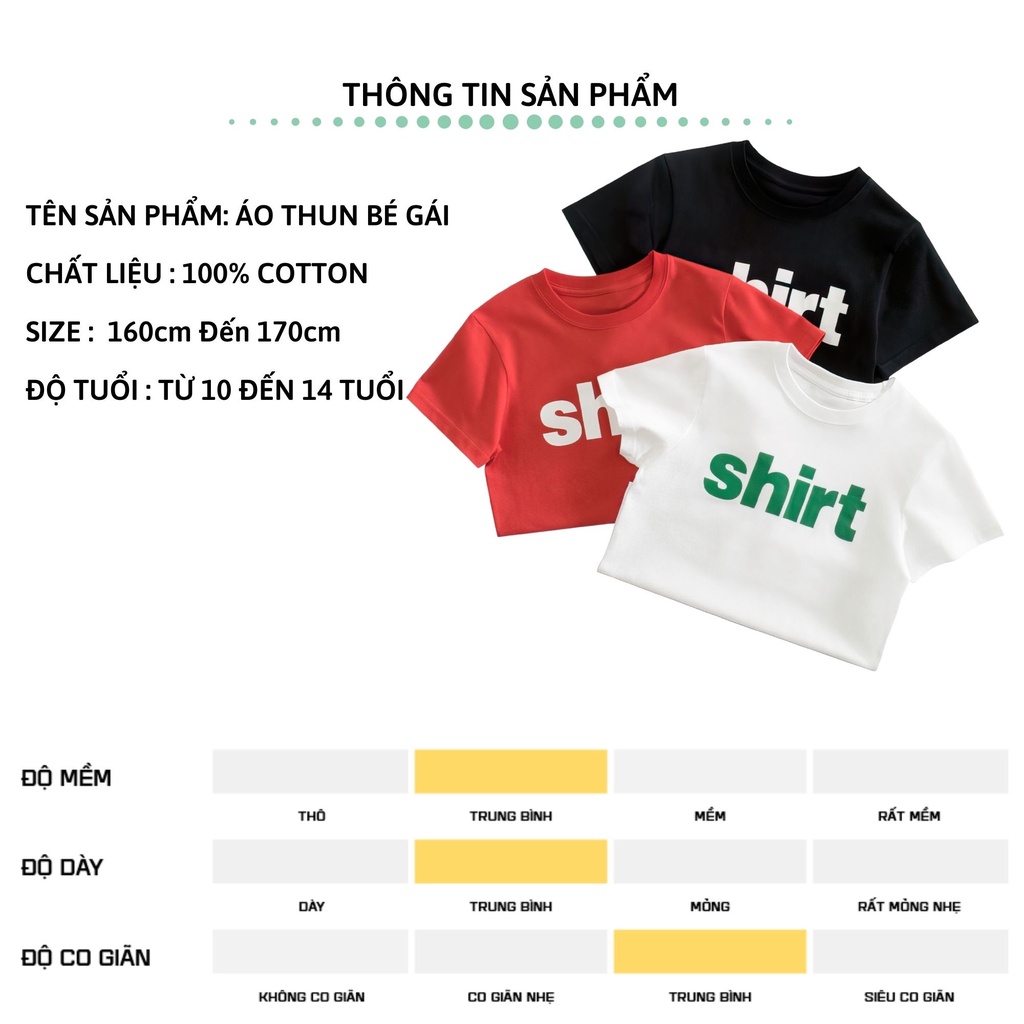 Áo thun bé gái ngắn tay size đại 27Kids Grrr cộc nữ sợi Cotton 180g cho trẻ từ 10-14 tuổi GSTS11