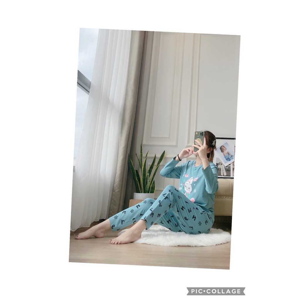 Bộ Mặc Nhà Dài Tay 𝐂𝐨𝐭𝐭𝐨𝐧 𝐌𝐮𝐣𝐢 Hình Thỏ Thu Đông 2021 𝐆𝐢𝐚𝐧𝐠𝐤𝐨𝐢𝐯𝐧𝐱𝐤