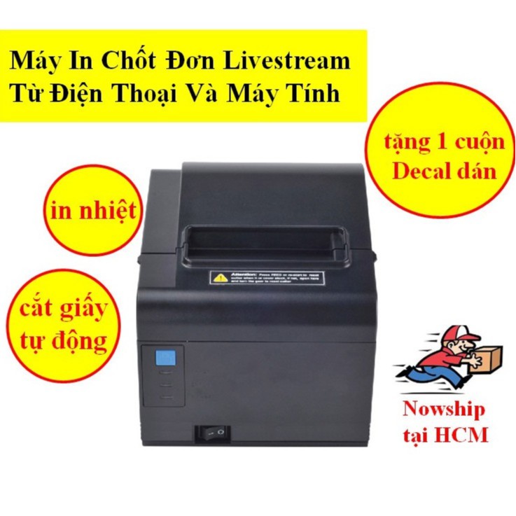 Máy in hóa đơn, máy in chốt đơn Livestream Xprinter A160 USB+LAN tặng kèm 1 Decal liên tục 75 x 30m