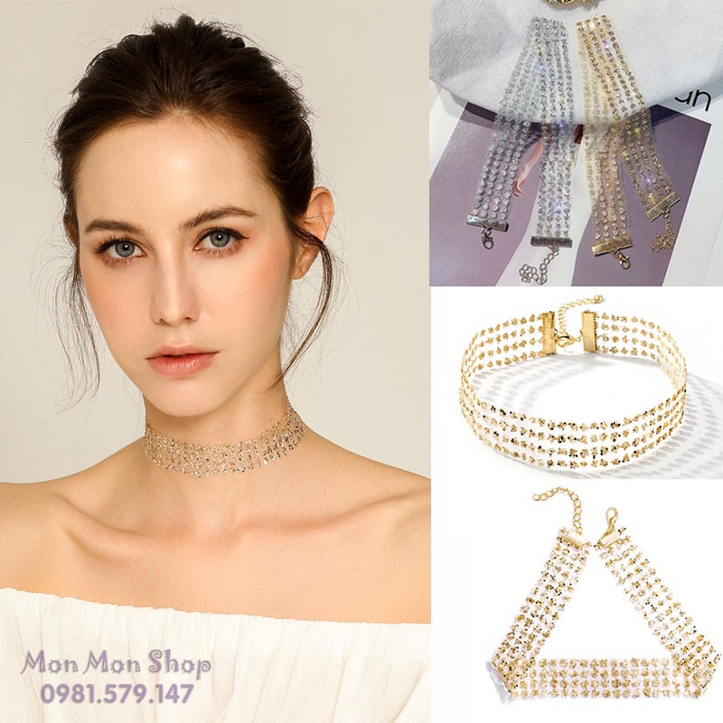 Vòng cổ choker lấp lánh sang chảnh