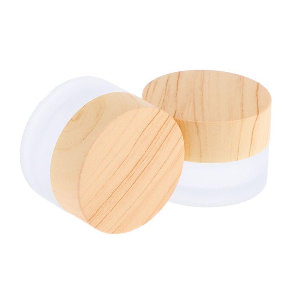1 Hũ Thủy Tinh Mờ Có Nắp Họa Tiết Vân Gỗ Đựng Mỹ Phẩm Chăm Sóc Da Mắt