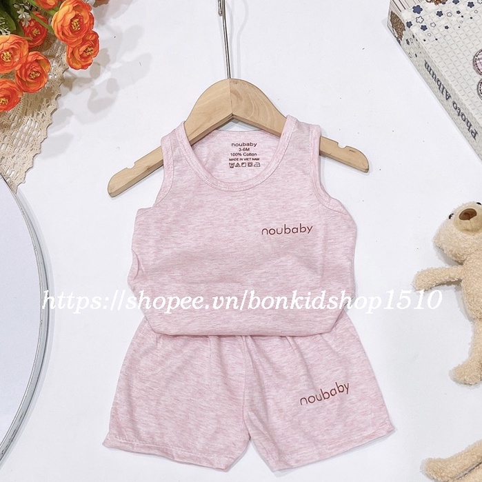 Bộ ba lỗ Noubaby cho bé trai và bé gái sơ sinh 3-13kg, hàng cotton đẹp - BO55