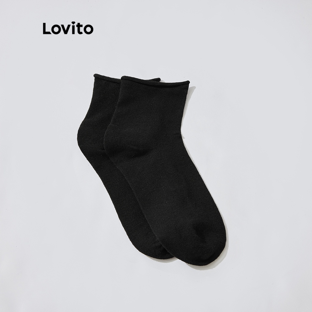 Tất trơn Lovito đơn giản L31ED033 (đen / vàng / đỏ rượu vang / xanh lá đậm/ be)