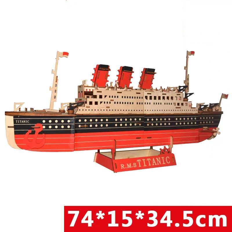 Đồ chơi lắp ráp gỗ 3D mô hình tàu Titanic laser 216 mảnh ghép Birkeetoys
