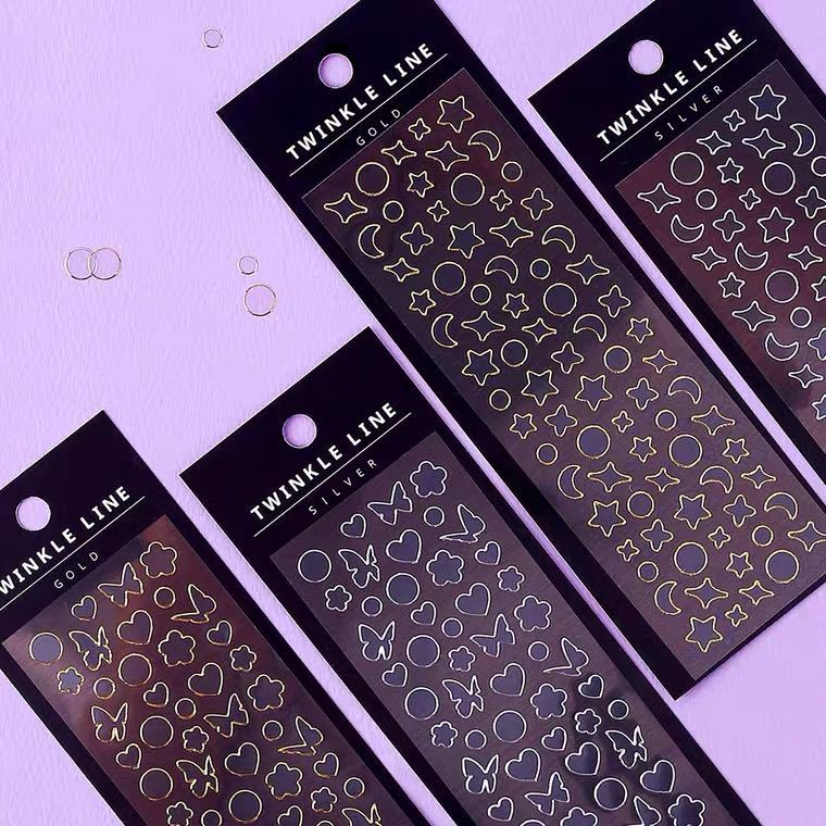 Nhãn dán trang trí ốp điện thoại / nhật ký với họa tiết đa dạng màu vàng và bạc bắt mắt