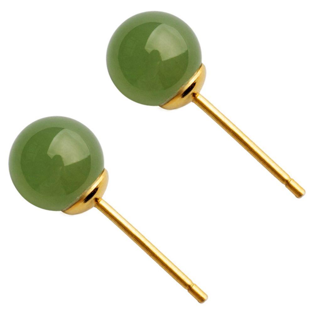 Bông Tai Ngọc Bích Tròn Mini Màu Xanh Lá Thời Trang Cho Nữ