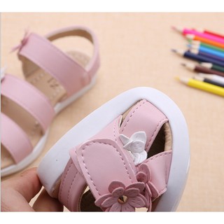 XẢ KHO_Sandal bé gái trẻ em đính hoa đế mềm phong cách Hàn Quốc
