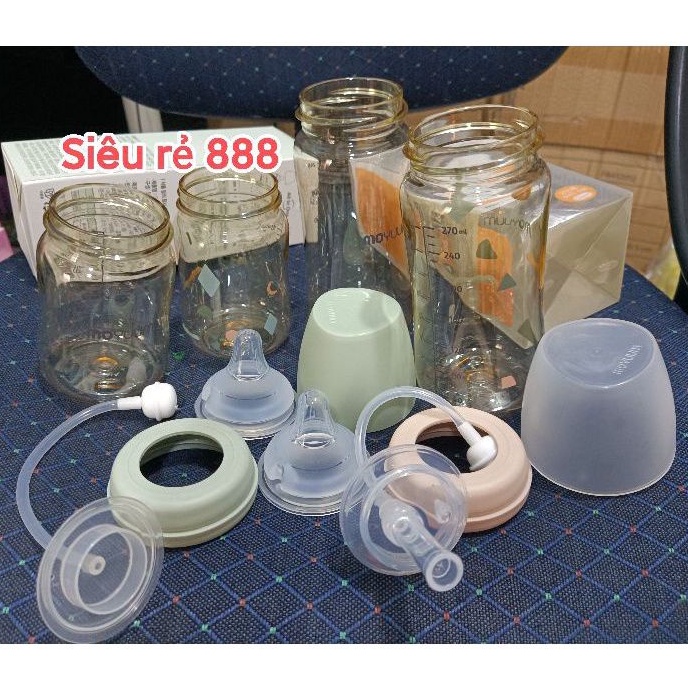 Nắp - Cổ - Thân - Núm ti thay thế cho bình sữa Moyuum Hàn Quốc 170ml/270ml