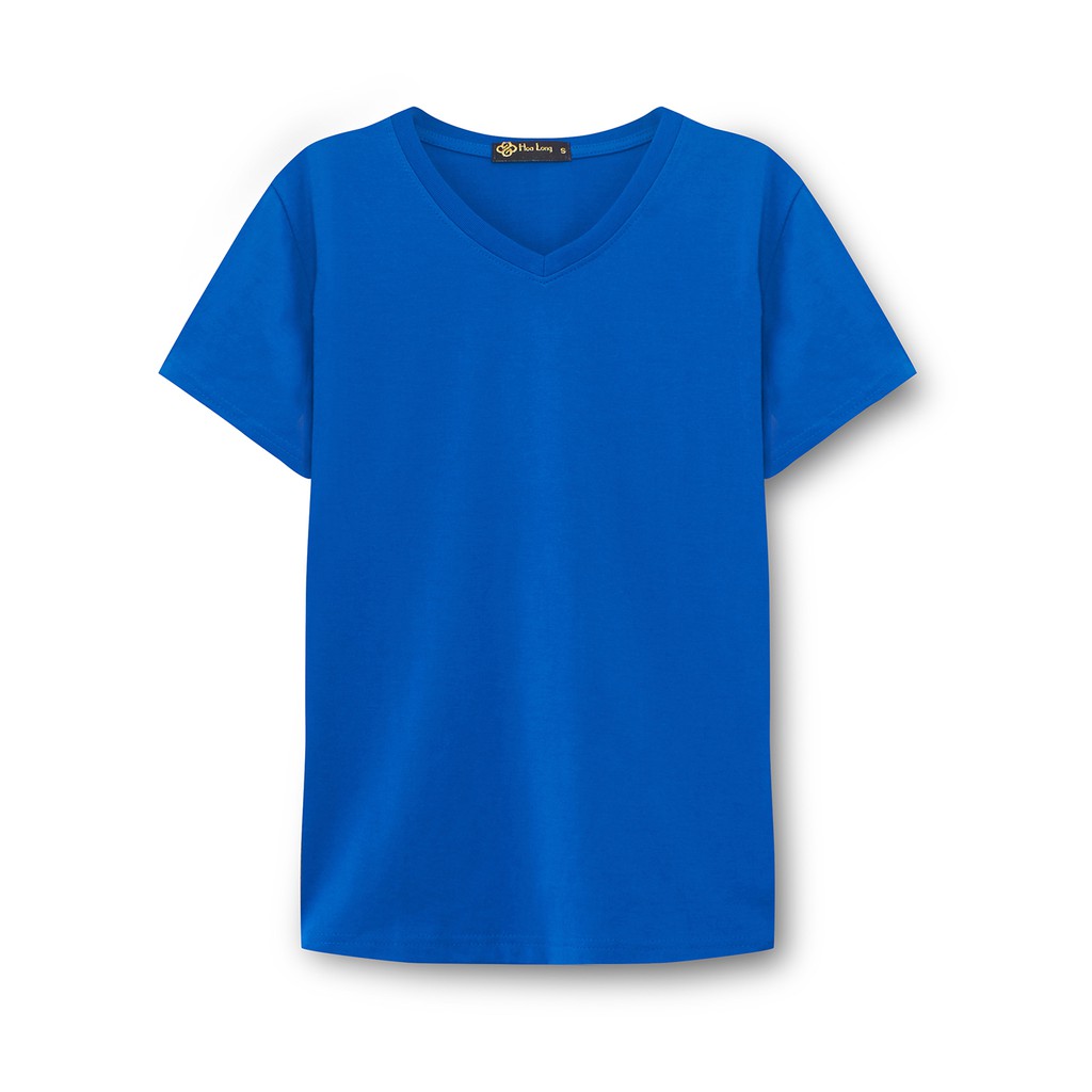 Áo thun Cổ TIM nam - Basic TEE - HOA LONG (Xanh da)
