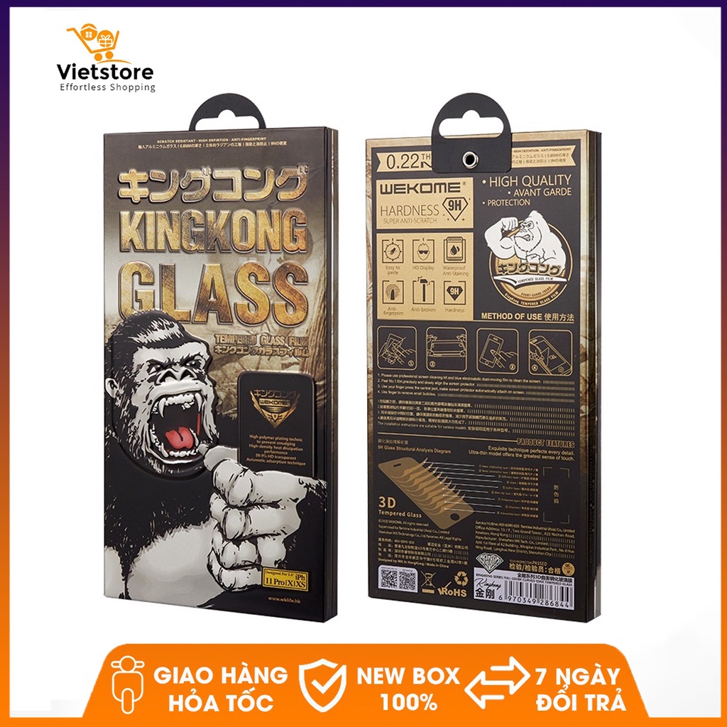 Kính Cường Lực Kingkong IP Không Hộp Trần Dán Full Cho IP 7 8 Plus 11 12 Pro 13 13pro max