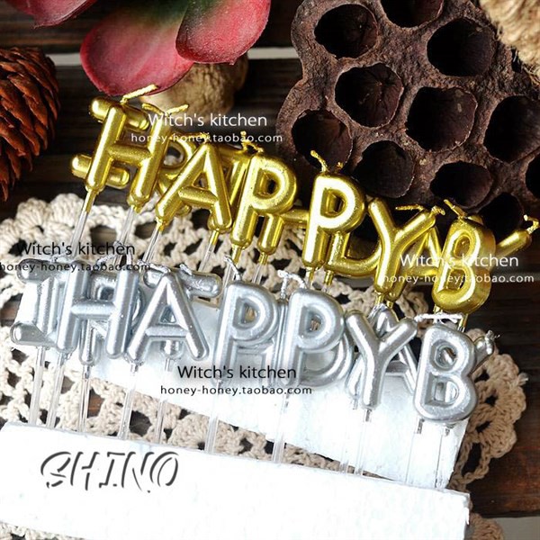 Nến sinh nhật nhũ chữ HAPPY BIRTHDAY
