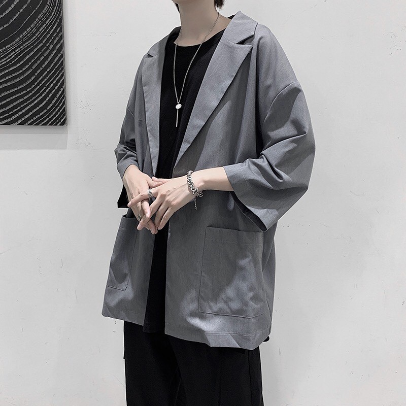 Áo khoác blazer unisex tay lỡ M.RO mùa hè phong cách Hàn Quốc BZZ5 Mrhero màu đen